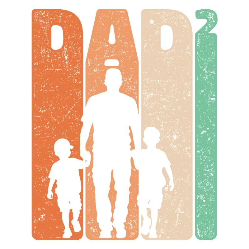 Dad High 2 Father Two Sons Son Retro Gift