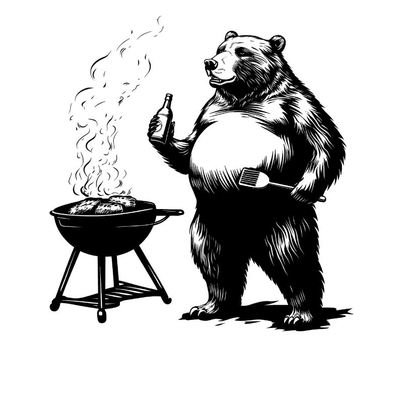 Grill Master Bear Funny Gift for Dads