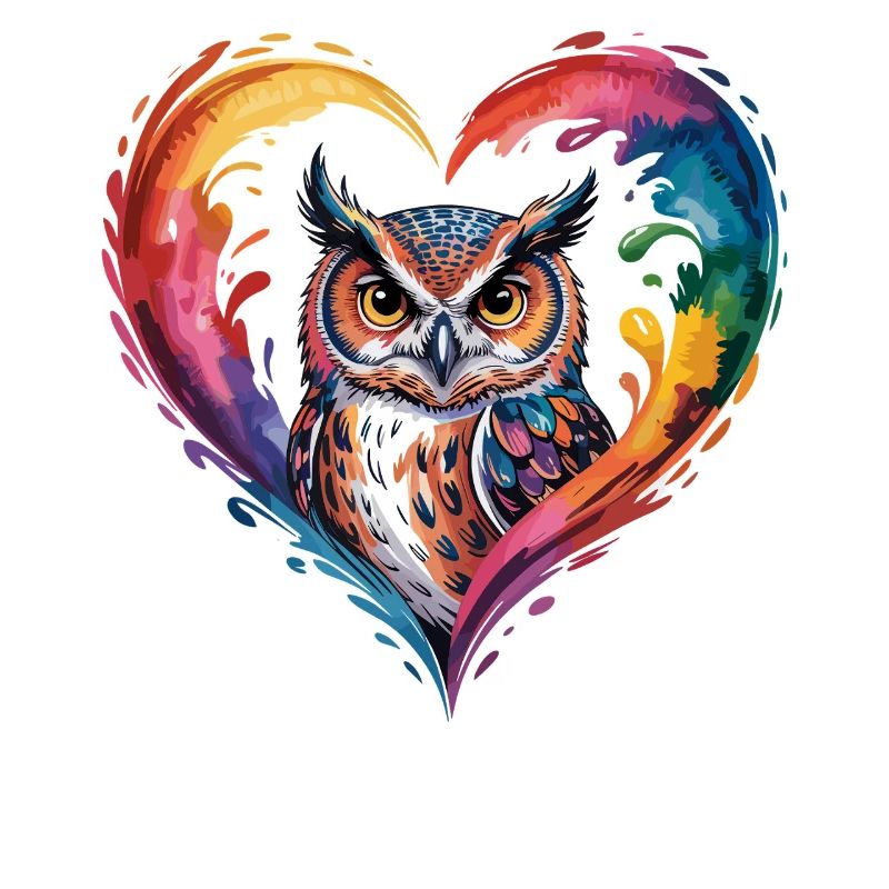 Farbige Eule Herz Design