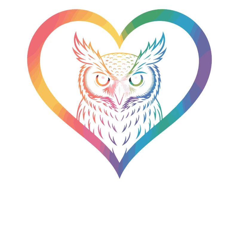 Rainbow Owl Heart Design