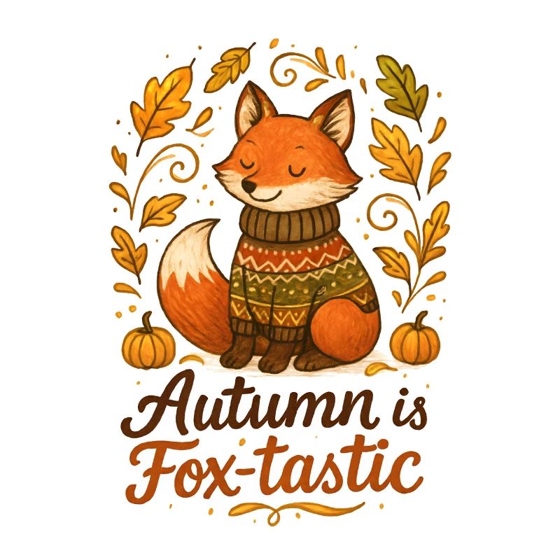 Renard automnal avec pull et citrouilles
