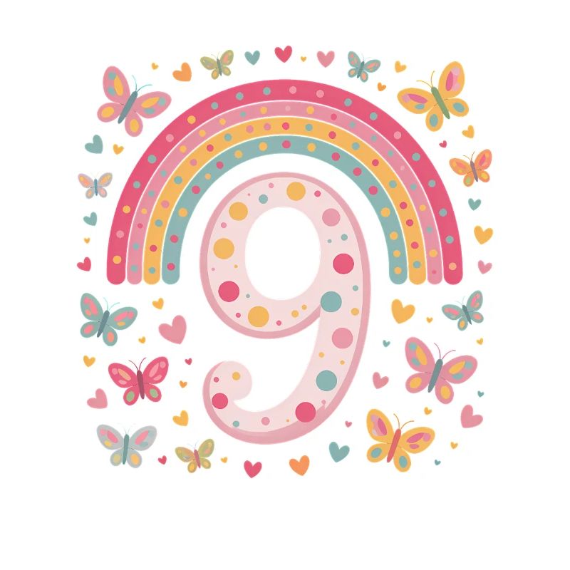 Regenbogen Schmetterling 9. Geburtstag Mädchen
