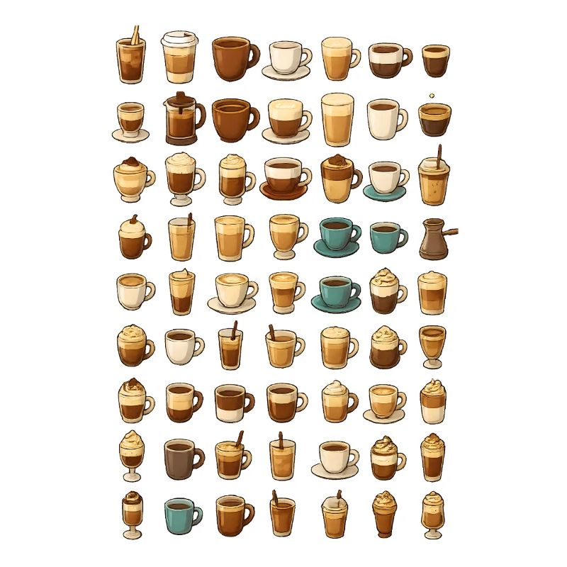 Various coffee drinks illustration