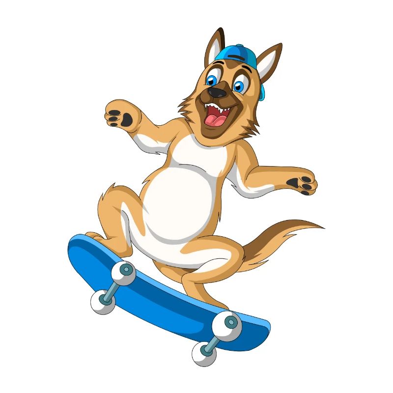 Skateboarding German Shepherd