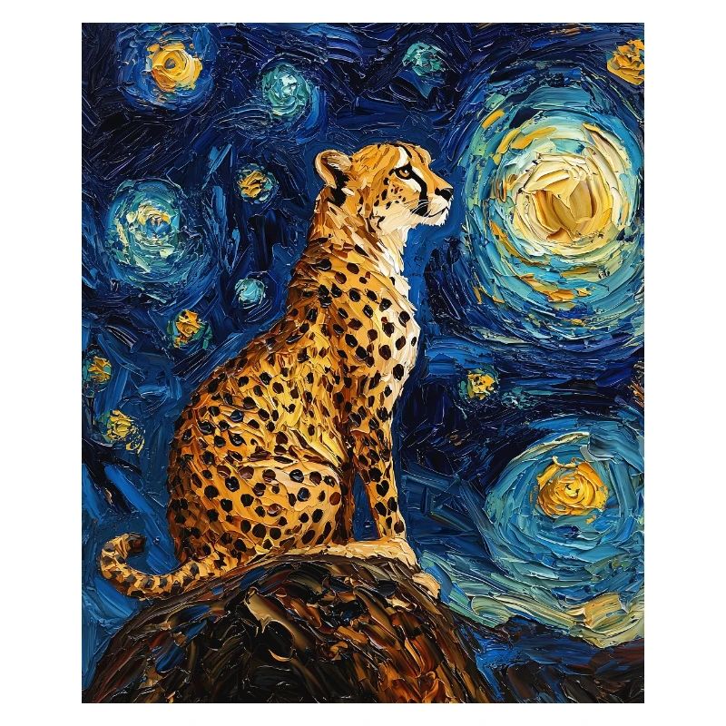 Cheetah Leopard Van Gogh Style Starry