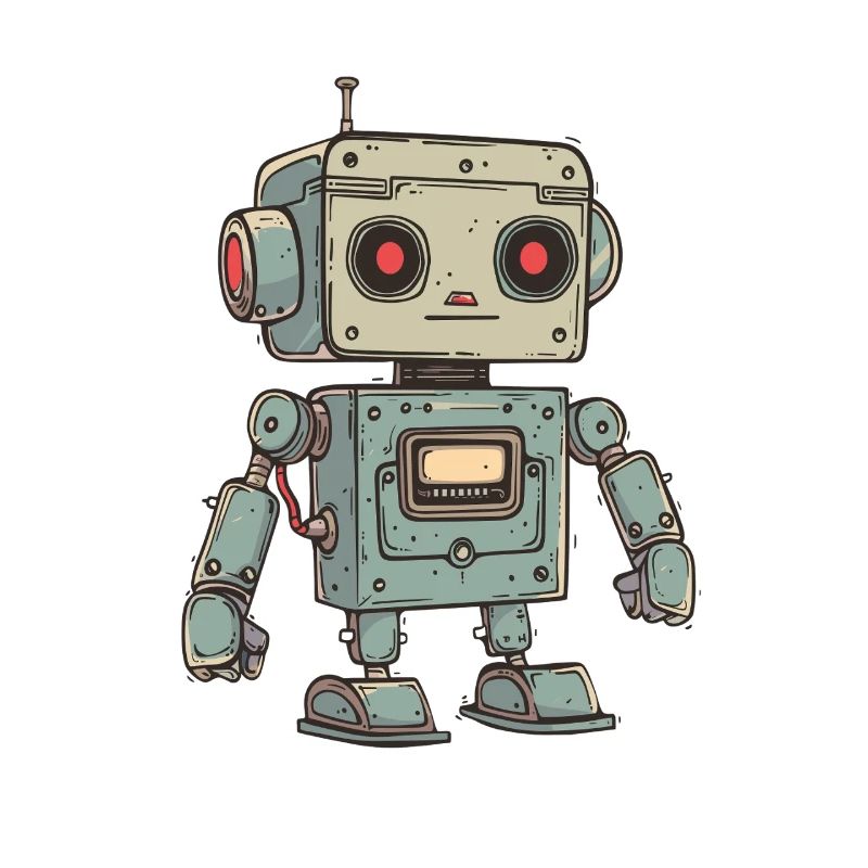 Retro Robot Illustration for Tech Enthusiasts