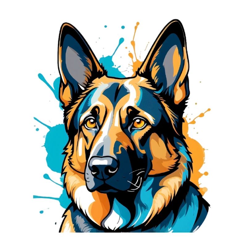 Lebendiger Schäferhund Farbexplosion