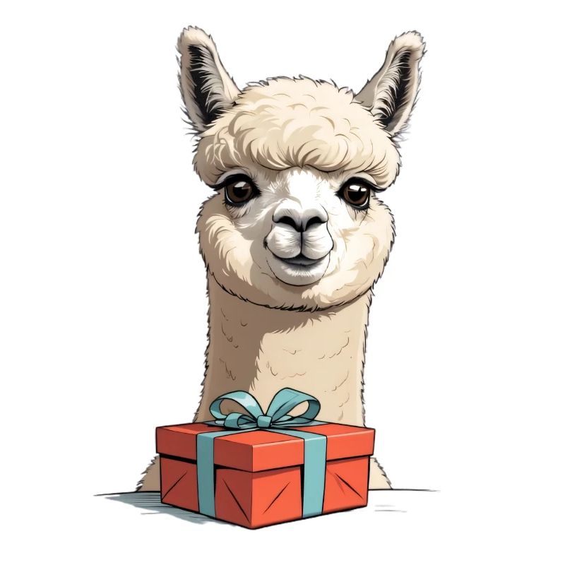Alpaca with gift