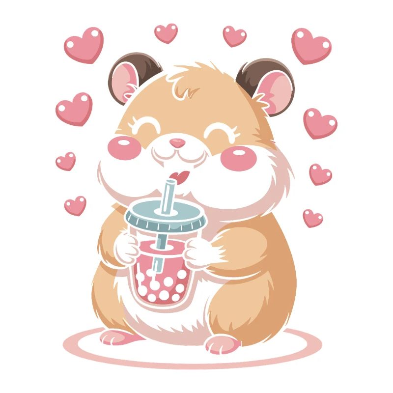 Kawaii Bubble Tee Hamster Boba Tee