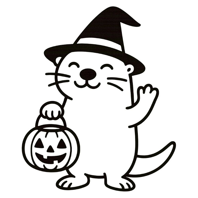 Otter with Halloween Magic Hat