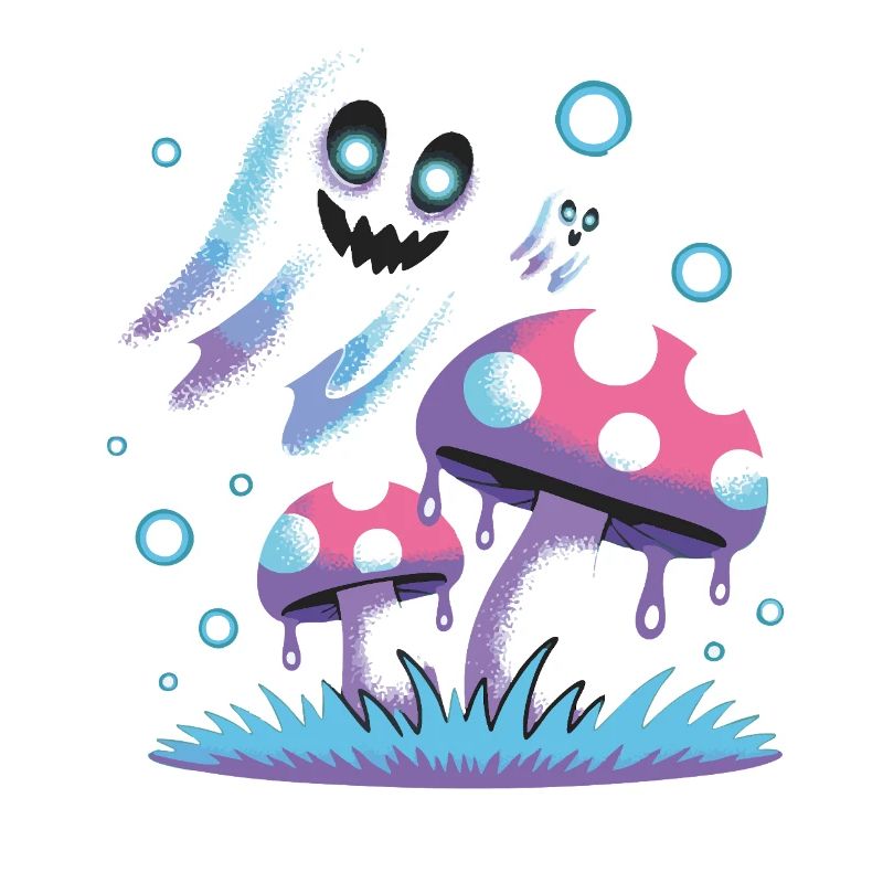 Neon style ghost mushrooms