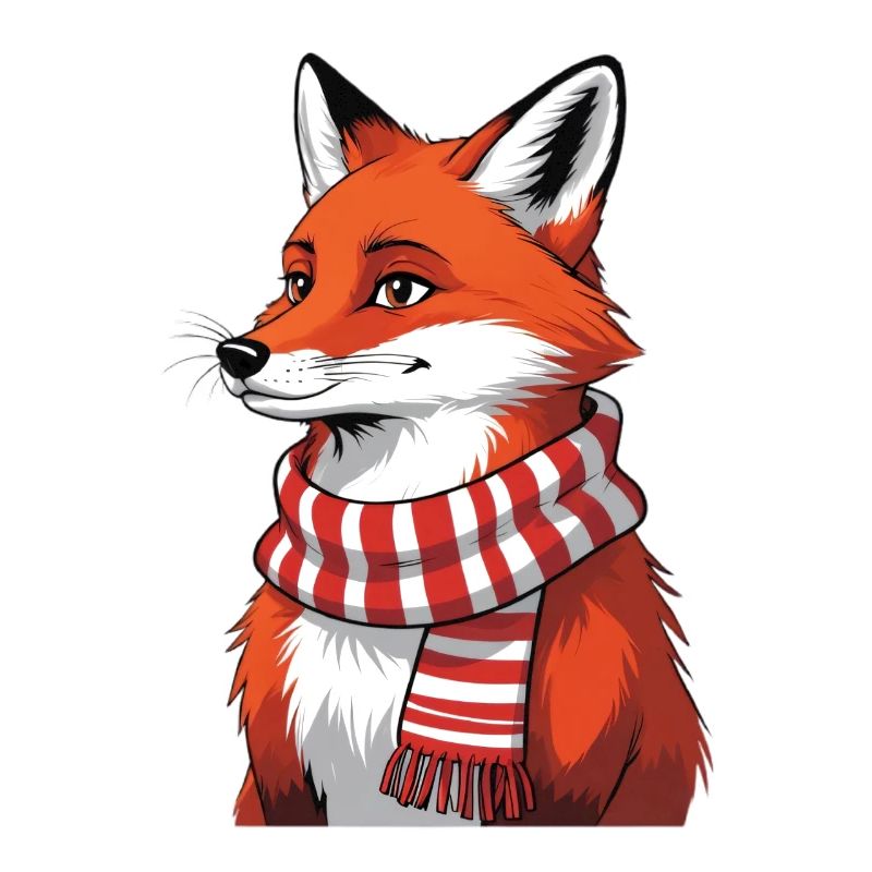 Red fox with scarf illustration