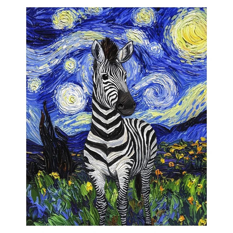 Zebra Van Gogh Style Starry Night