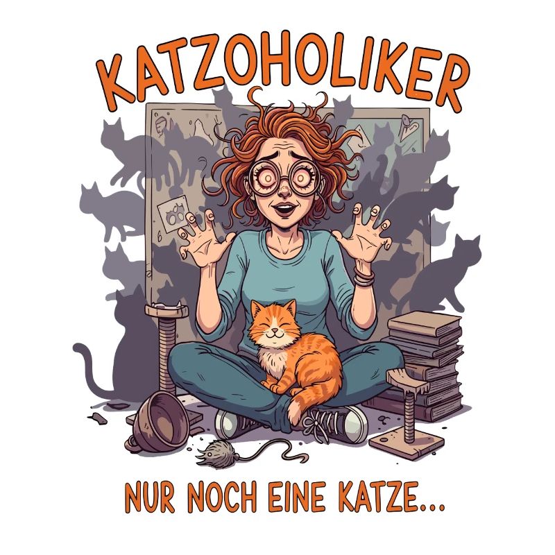 Katzoholiker Nur noch eine Katze - Lustiger Spruch