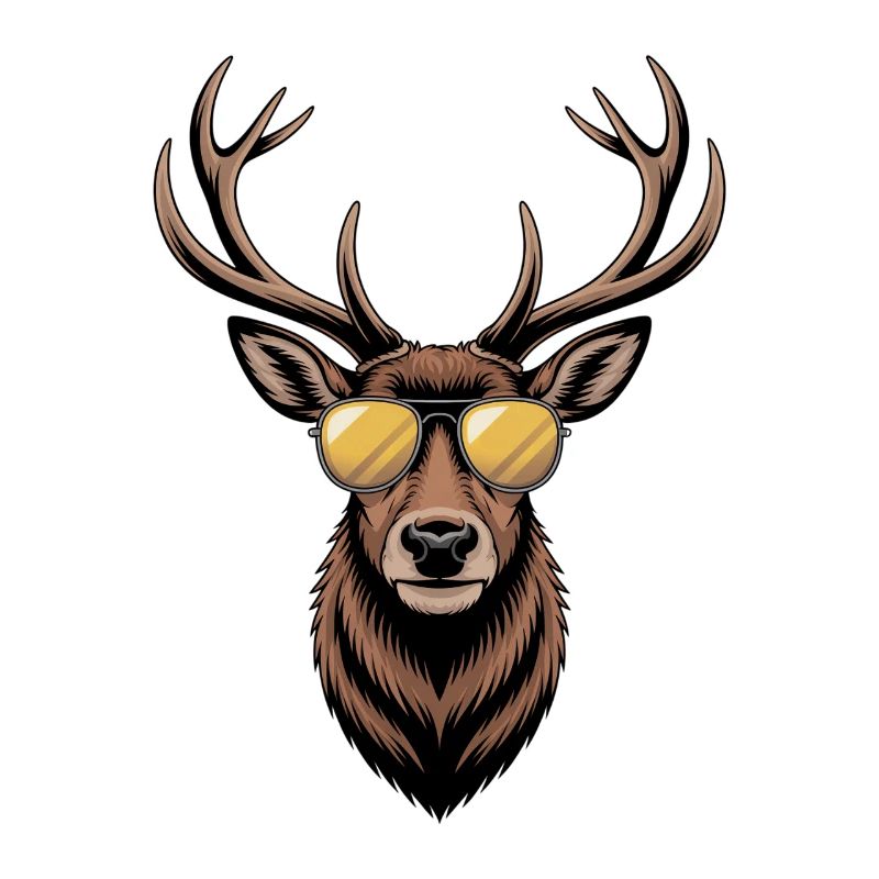 Hirsch mit Geweih und Sonnenbrille