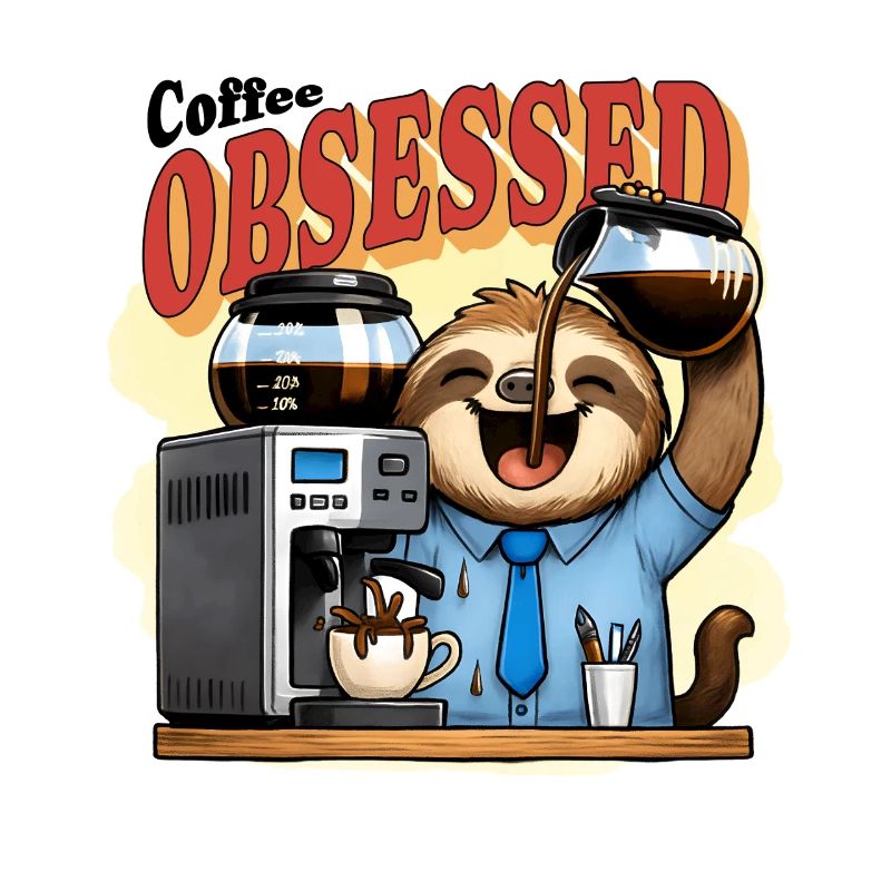 Coffee Obsessed Sloth Caffeine