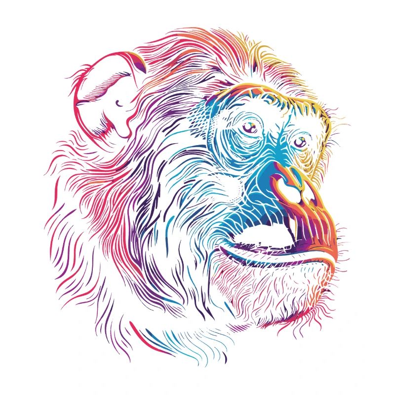 Neon Psychedelischer Affe