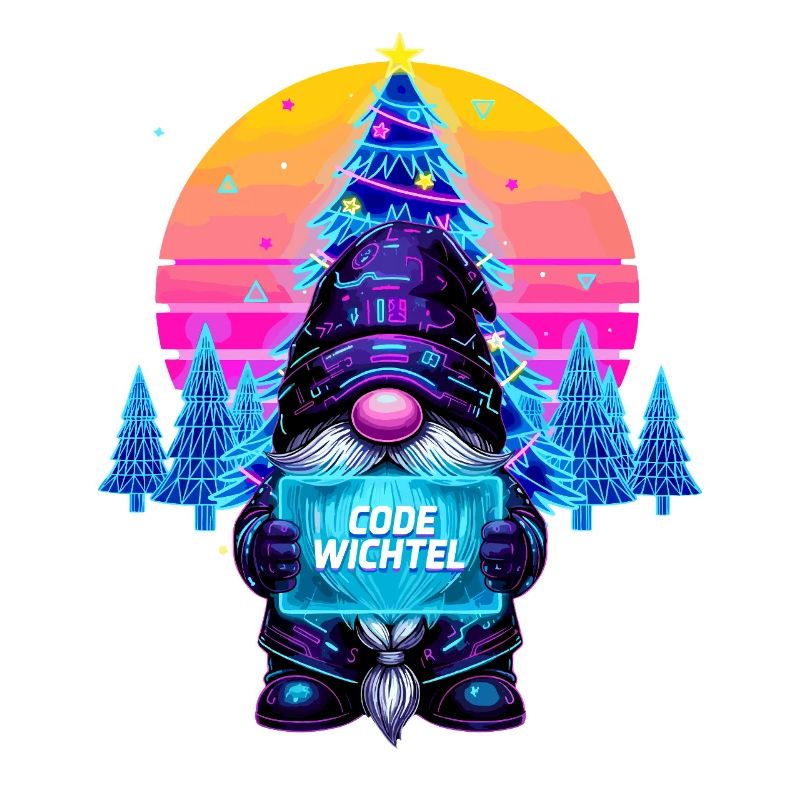 Cyberpunk Code Gnome - Synthwave Xmas Nerd