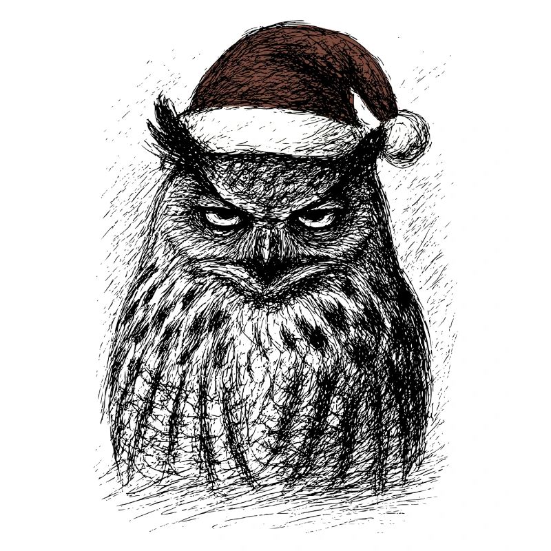 Müde Weihnachts- Eule
