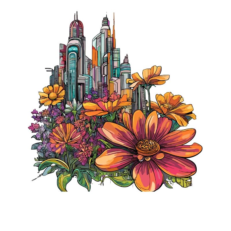 Blühende Skyline Farbexplosion