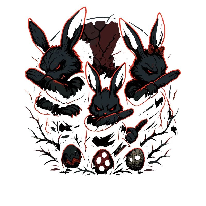 evil Easter bunny dabbing, dark Easter gang