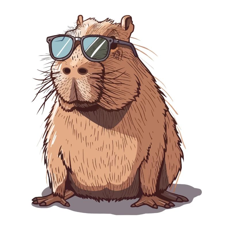Illustration de capybara cool avec lunettes de soleil