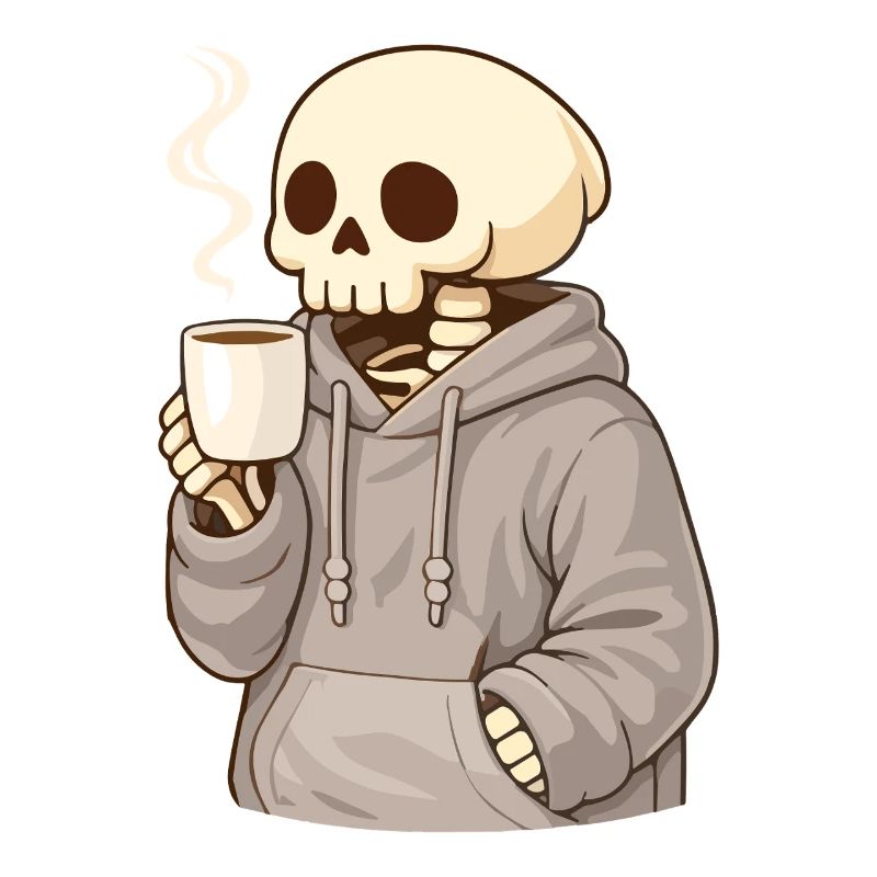 Cozy skeleton with cup – Quiet moment