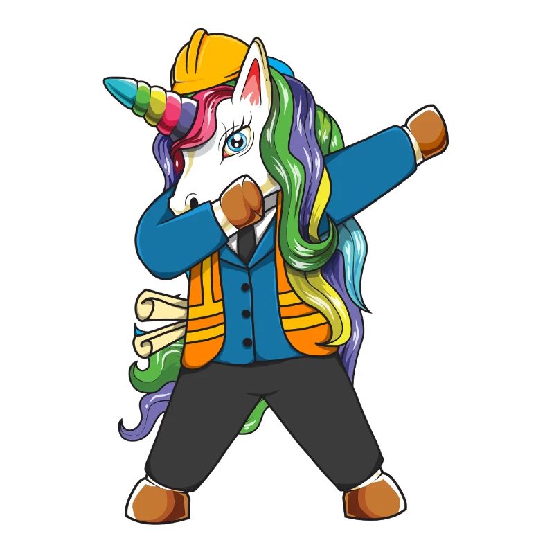 Dabbing Unicorn Engineer Construction Worker