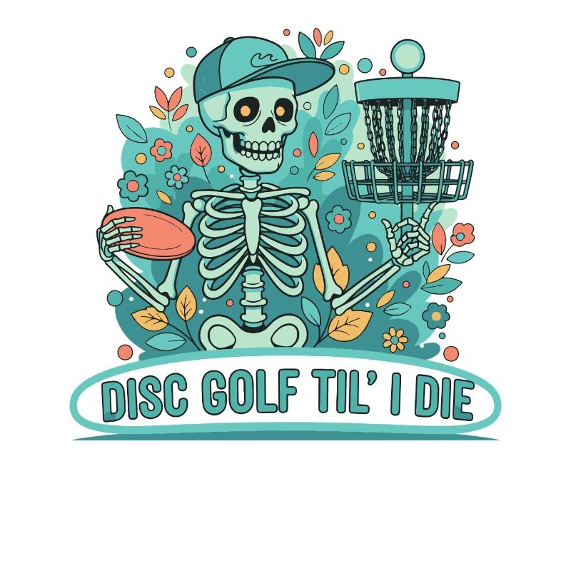 Disc Golf Til I Die Skeleton Funny Disc Golfer