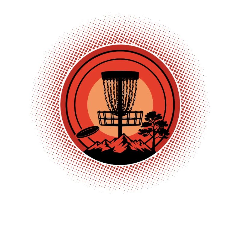 Disc Golf Basket Sunset Flying Disc Mountain Scene