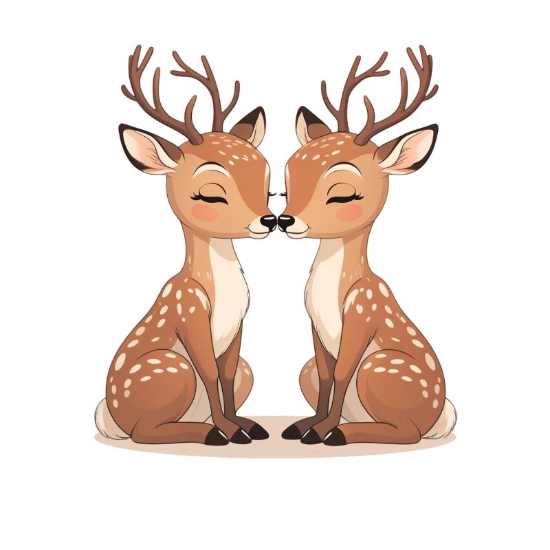 Motif de baiser en duo de cerfs câlins