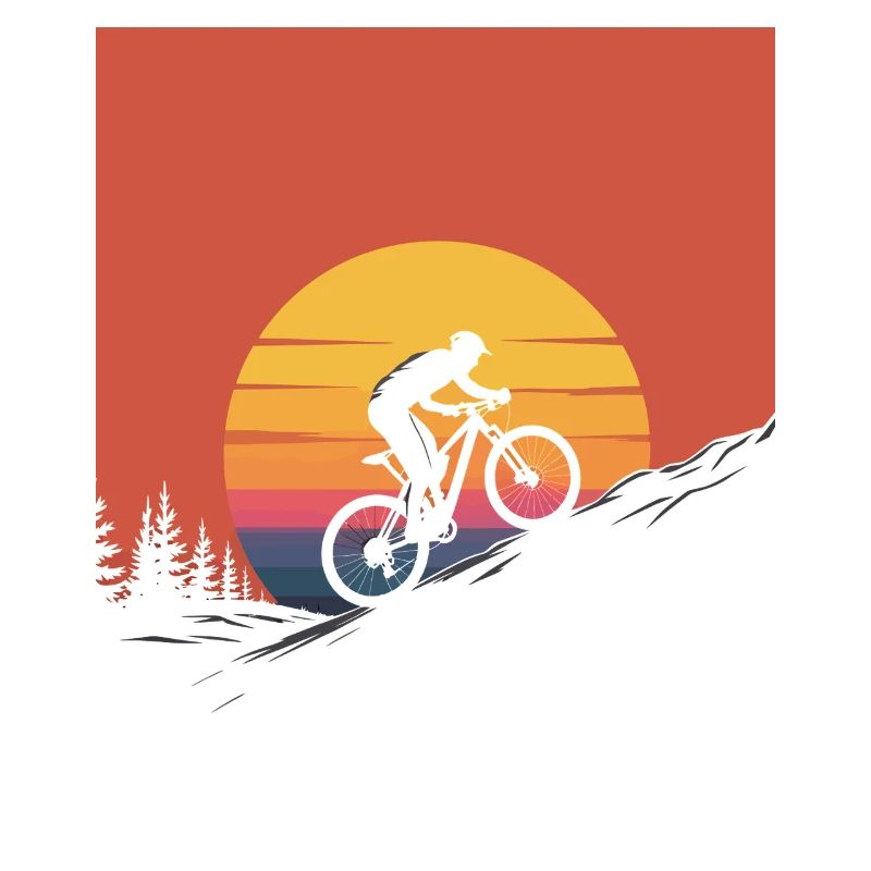Mountainbiker Sunset Silhouette