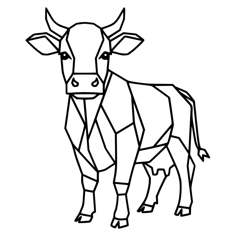 Geometric Cow Low Poly Outline