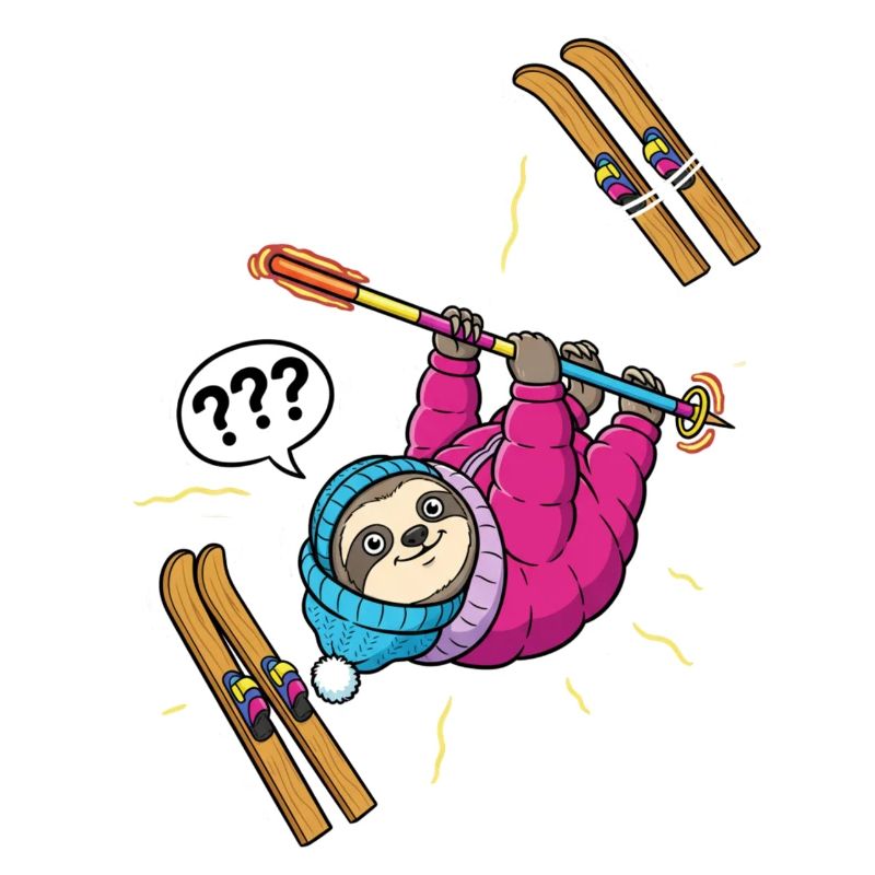 Confused sloth while skiing