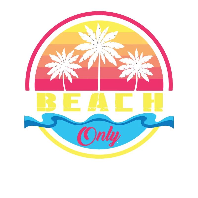 Beach Only Palm Trees Sunset Logo