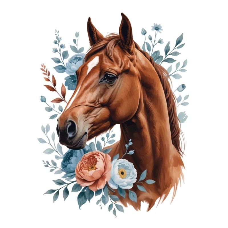 Cheval avec une couronne de fleurs