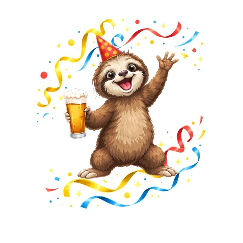 Faultier Party Feier mit Bier