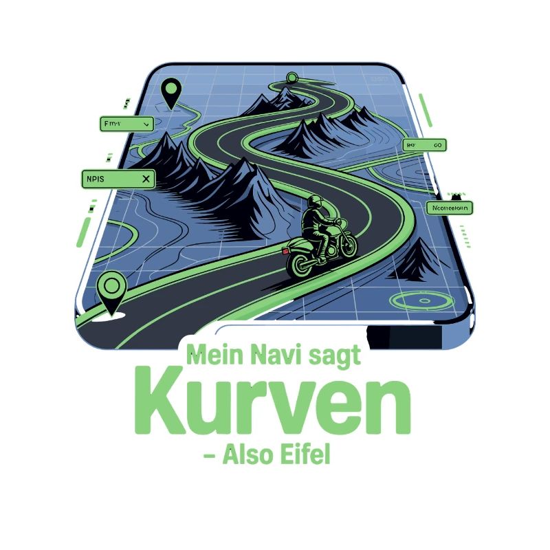 My navigation system says curves so Eifel motorcycle saying