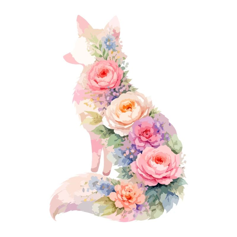 Silhouette florale pastel Fox