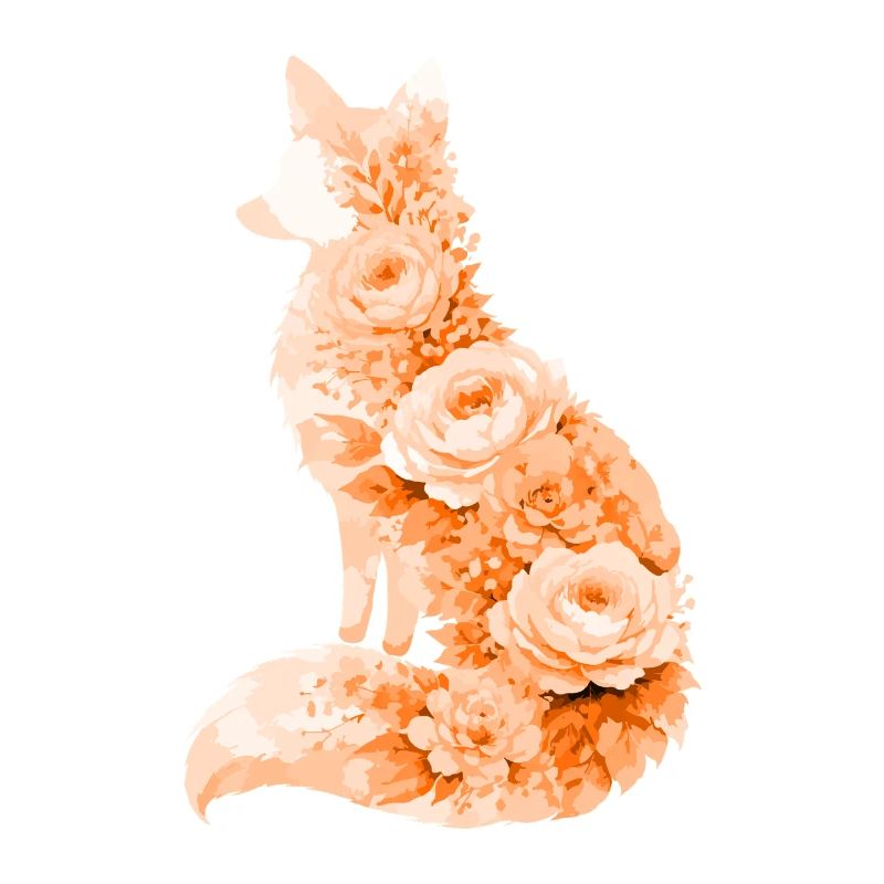 Silhouette florale pastel Fox