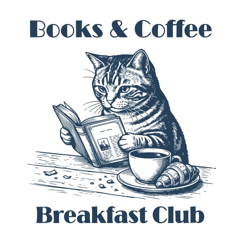 Books & Coffee Cat – Cozy Reader Design