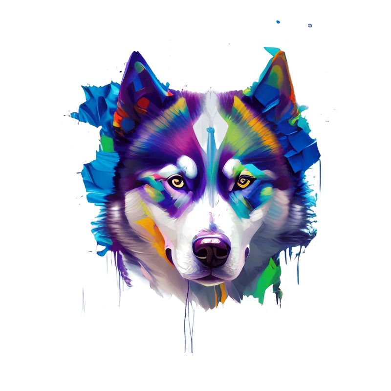 Sibirisches Husky-Hundeporträt Lebendiges Ölgemälde