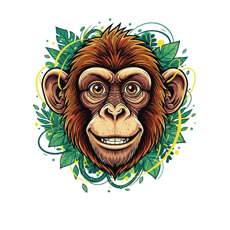 Tropical Monkey Head with Leaf Wreath