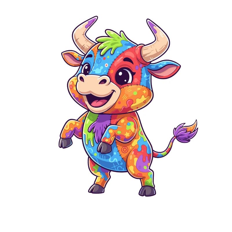 Farbenfrohe Kuh Farbexplosion