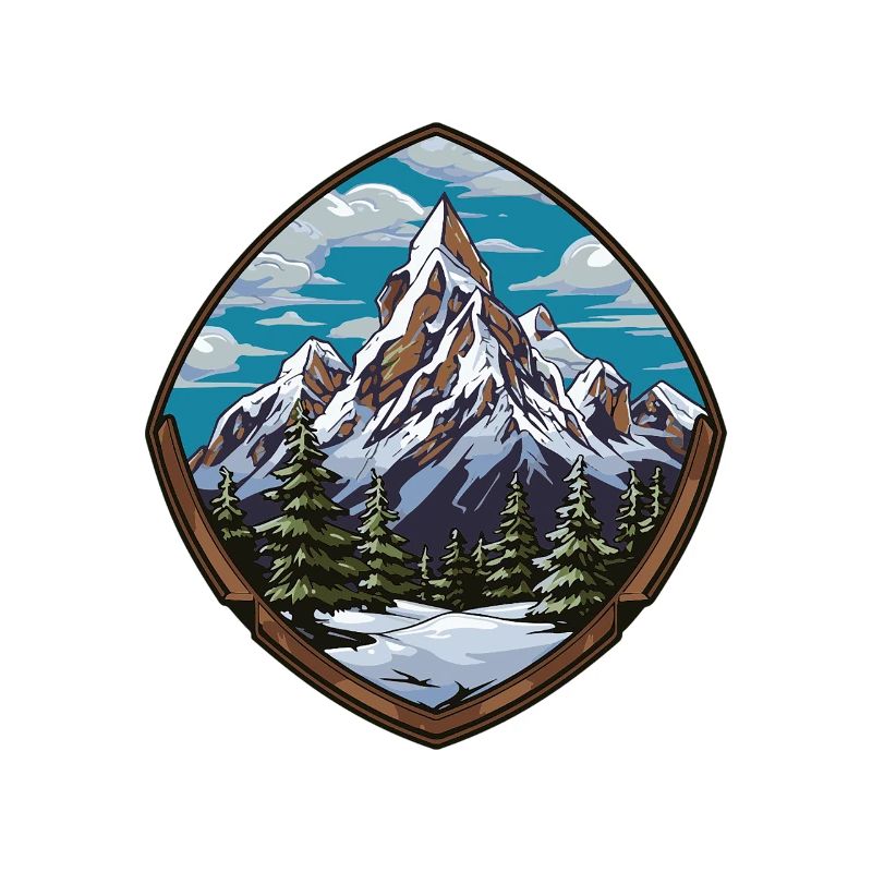 Mountain Summit Shield Emblem Mountains