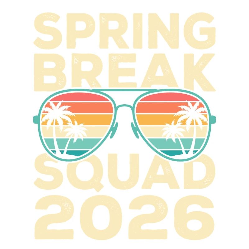 Spring Break Squad 2026 Retro Palm Tree Design