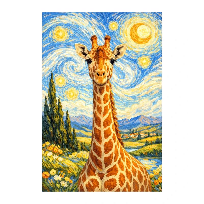 Starry Night Style Giraffe