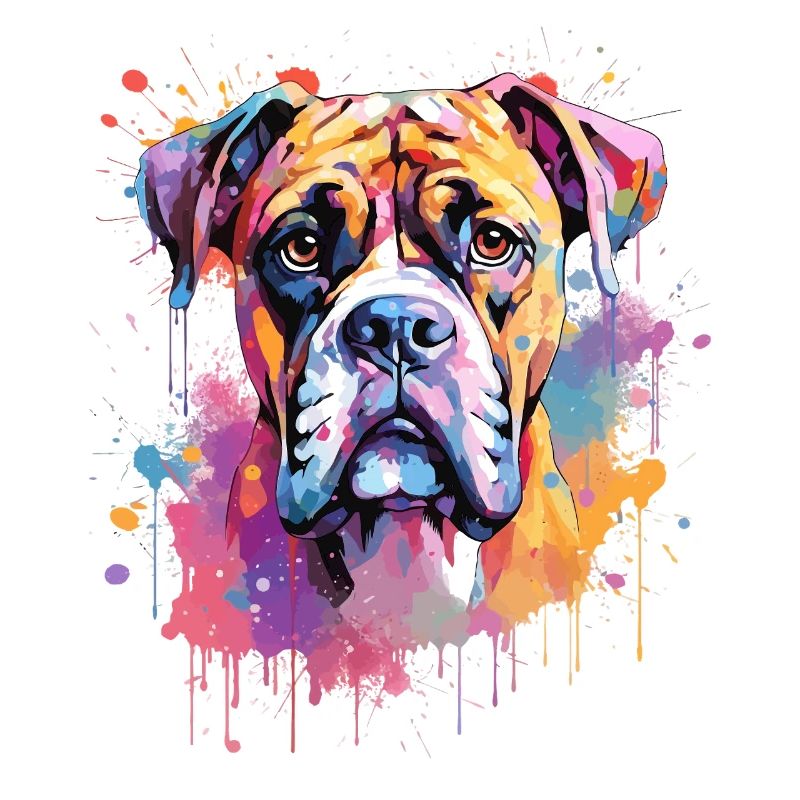 Art éclaboussuré coloré de chien Boxer