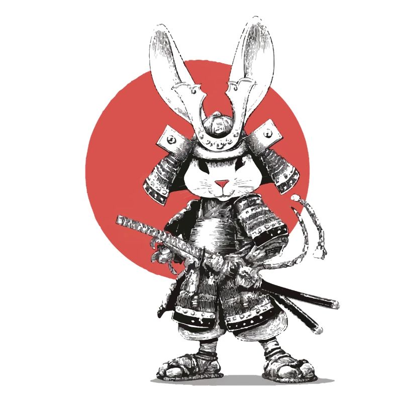 Samurai Rabbit in Armor with Katana