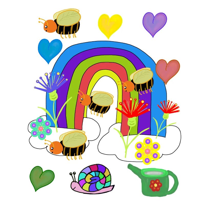 Rainbow Insect Bees Illustration